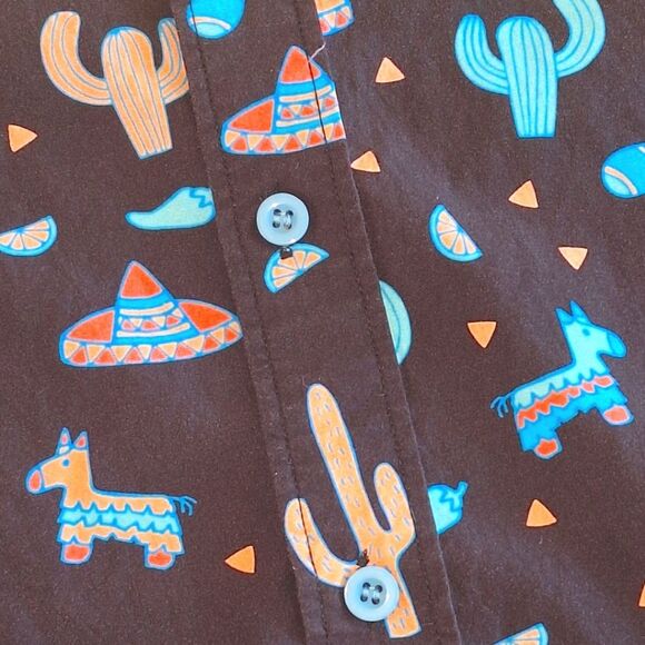 Tipsy Elves Men's Midnight Fiesta Hawaiian Shirt Black with Turquoise size M - Picture 6 of 6